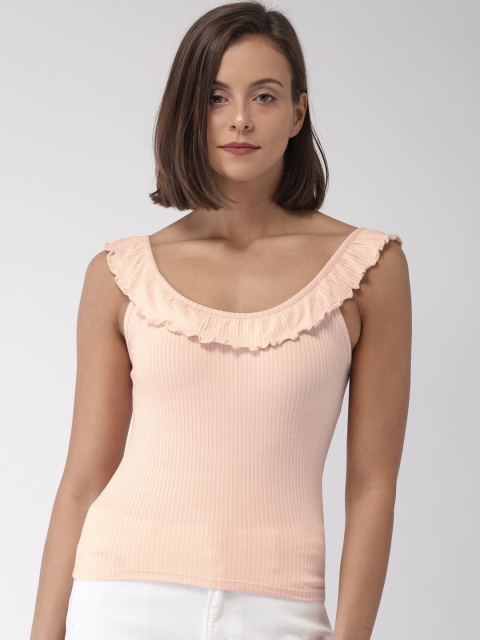 

FOREVER 21 Women Pink Solid Top