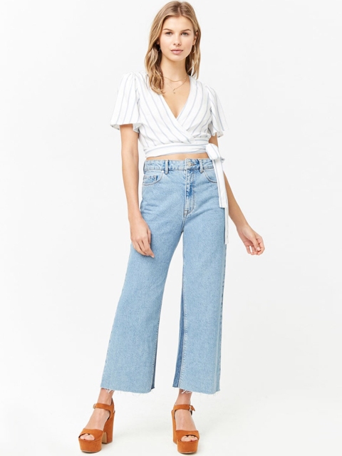 

FOREVER 21 Women Blue Solid Top