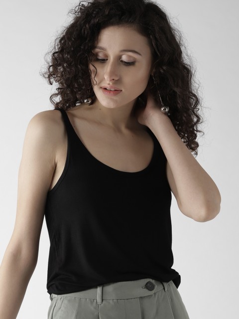 

FOREVER 21 Women Black Solid Fitted Top