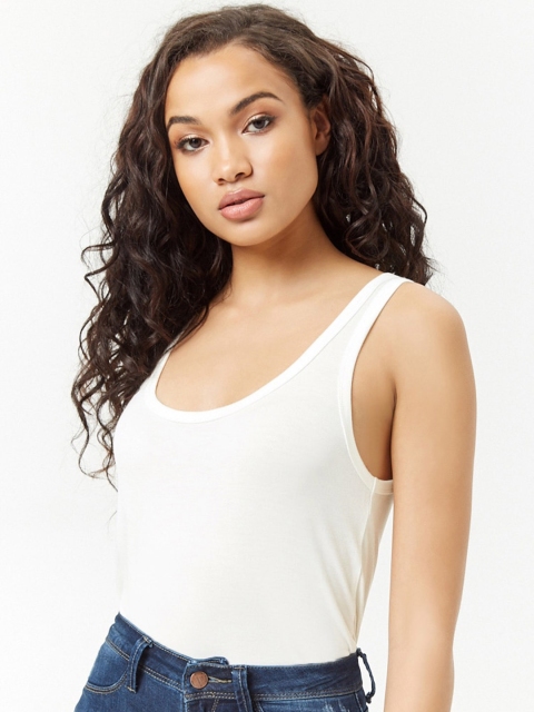 

FOREVER 21 Women Off-White Solid Top