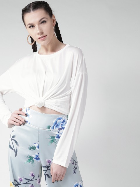 

FOREVER 21 Women White Solid Top