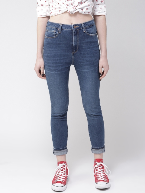 

FOREVER 21 Women Blue Regular Fit Mid-Rise Clean Look Stretchable Jeans
