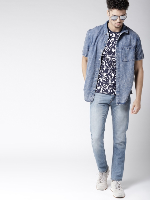 

FOREVER 21 Men Blue Skinny Fit Mid-Rise Clean Look Stretchable Jeans