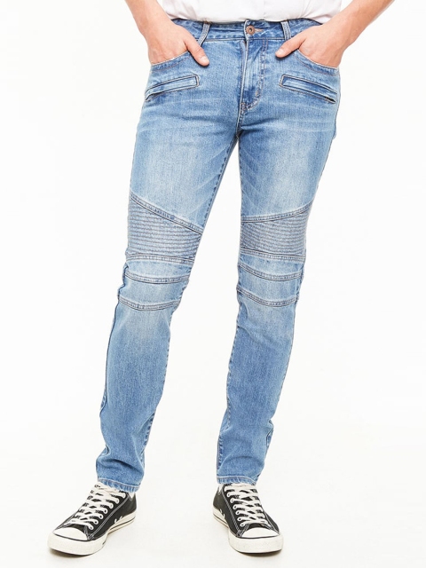 

FOREVER 21 Men Blue Slim Fit Mid-Rise Clean Look Stretchable Jeans