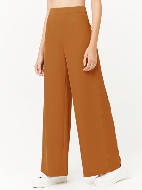 

FOREVER 21 Women Camel Brown Flared Solid Bootcut Trousers