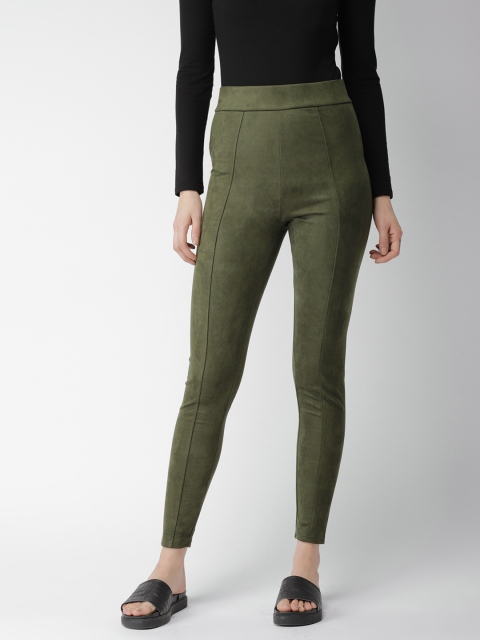 

FOREVER 21 Women Olive Green Regular Fit Solid Regular Trousers