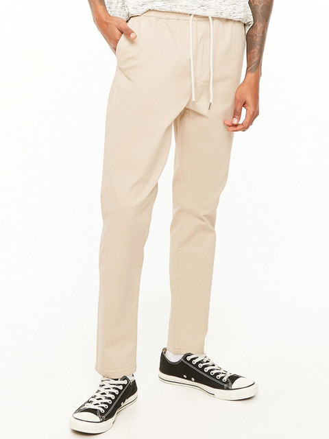 

FOREVER 21 Men Beige Regular Fit Solid Trousers