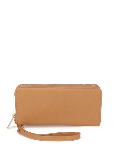 

FOREVER 21 Women Tan Brown Solid Zip Around Wallet