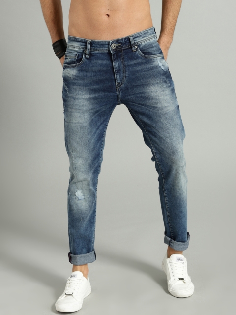 

Roadster Time Travlr Men Blue Skinny Fit Mid-Rise Low Distress Stretchable Jeans