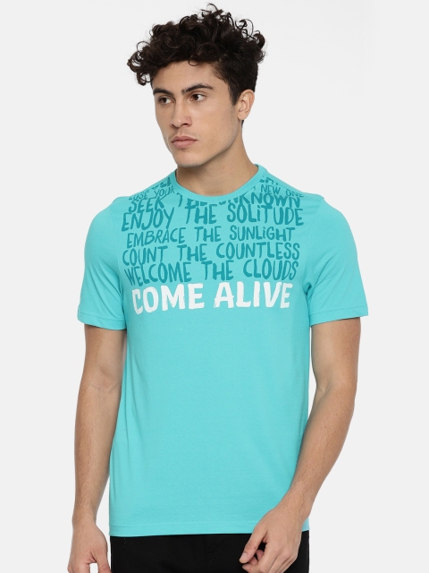 

Wildcraft Men Blue Printed Round Neck Crew C Alv T-shirt
