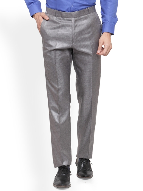 

RG DESIGNERS Men Grey Smart Slim Fit Solid Formal Trousers