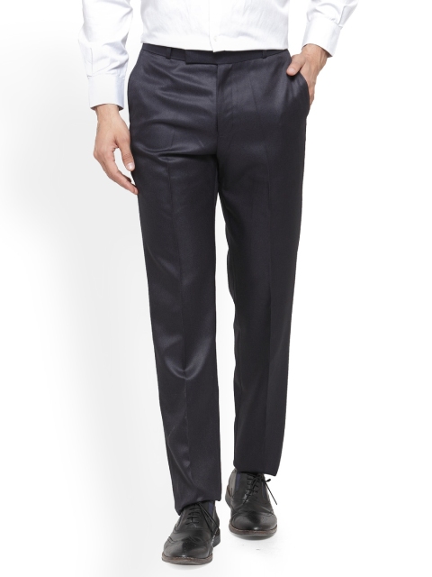 

RG DESIGNERS Men Grey & Blue Smart Slim Fit Solid Formal Trousers