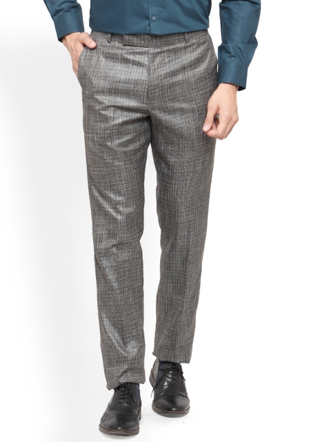 

RG DESIGNERS Men Grey & Brown Smart Slim Fit Solid Formal Trousers