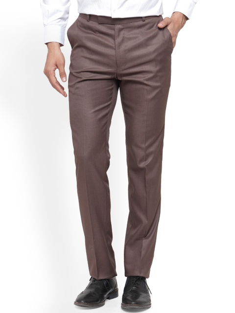 

RG DESIGNERS Men Brown Smart Slim Fit Solid Formal Trousers