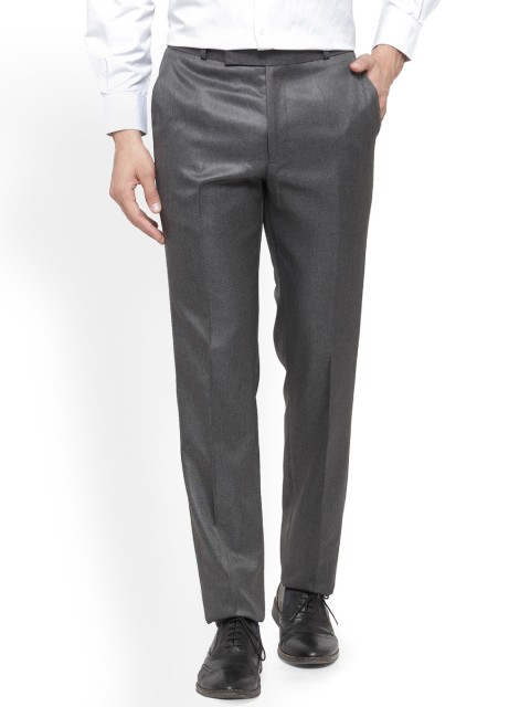 

RG DESIGNERS Men Grey Smart Slim Fit Solid Formal Trousers