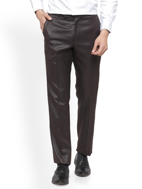 

RG DESIGNERS Men Brown Smart Slim Fit Solid Formal Trousers