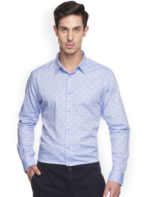 

Cottonworld Men Blue Slim Fit Printed Casual Shirt