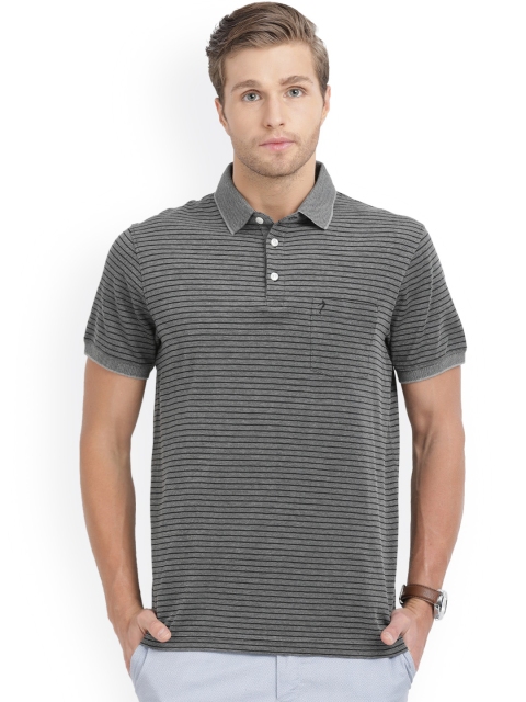 

Indian Terrain Men Grey Striped Polo Collar T-shirt