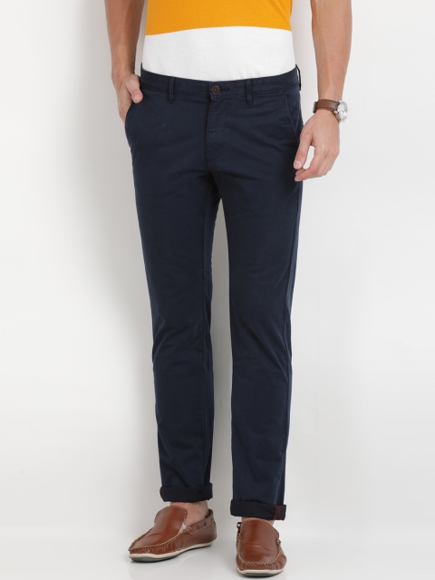 

Indian Terrain Men Navy Blue Brooklyn Slim Fit Solid Chinos