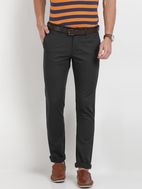 

Indian Terrain Men Charcoal Brooklyn Slim Fit Solid Chinos