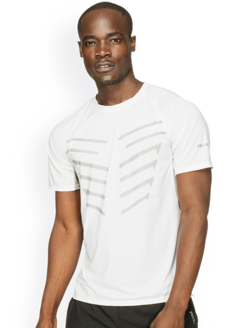 

Fitkin Men White Printed Round Neck T-shirt