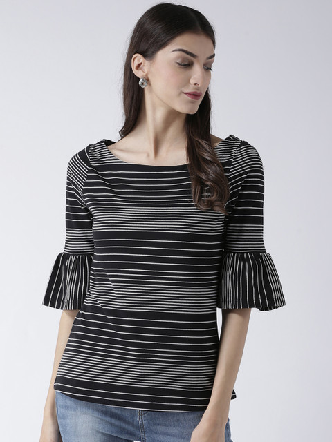 

109F Women Black Striped Top