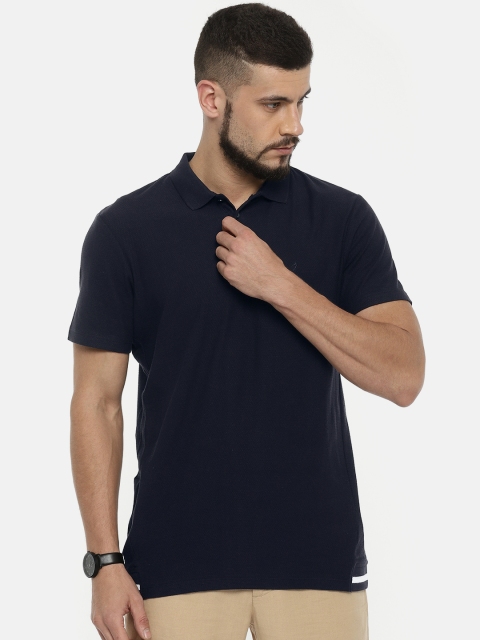 

Indian Terrain Men Navy Blue Solid Polo Collar T-shirt