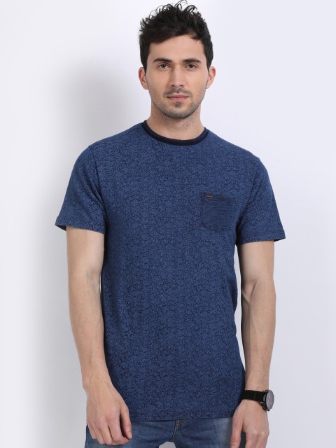 

Indian Terrain Men Blue Printed Round Neck T-shirt