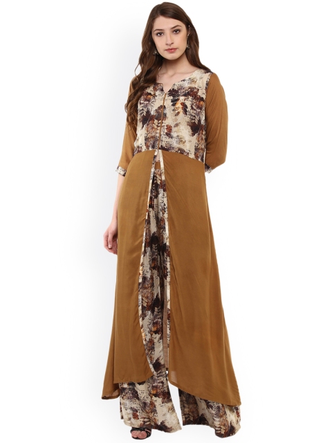 

ZIYAA Women Brown Printed Kurta with Palazzos