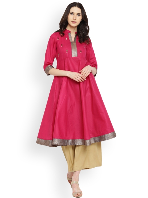 

Shakumbhari Women Pink Solid Anarkali Kurta