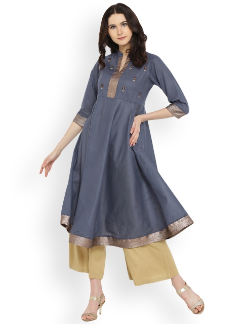 

Shakumbhari Women Grey Solid Anarkali Kurta