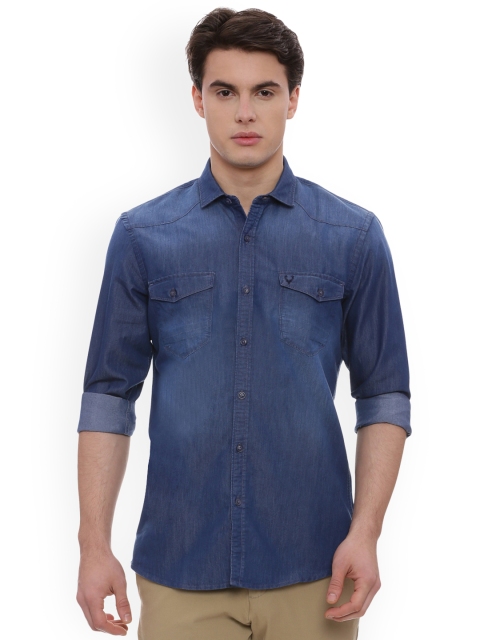 

Solly Jeans Co. Men Blue Comfort Regular Fit Faded Denim Casual Shirt