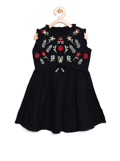 

Bella Moda Girls Black Printed Fit and Flare Dress