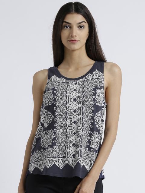 

MIWAY Women Navy Blue Printed Top