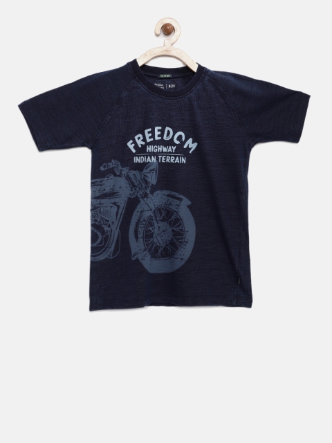 

Indian Terrain Boys Blue Printed Round Neck T-shirt