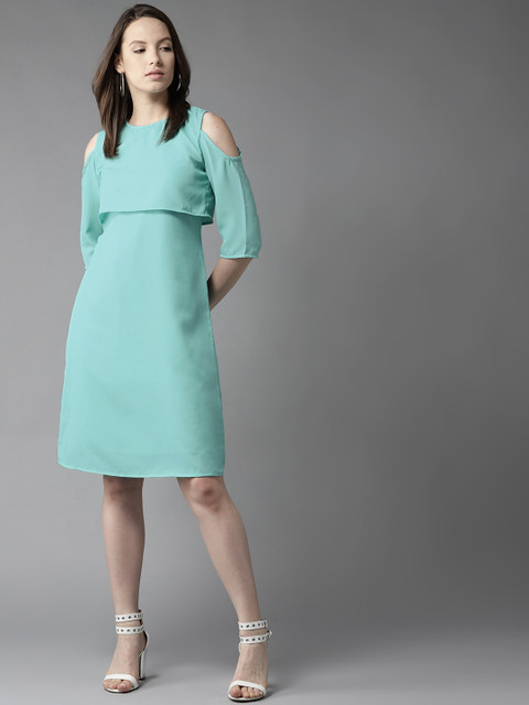

HERE&NOW Women Blue Solid A-Line Dress