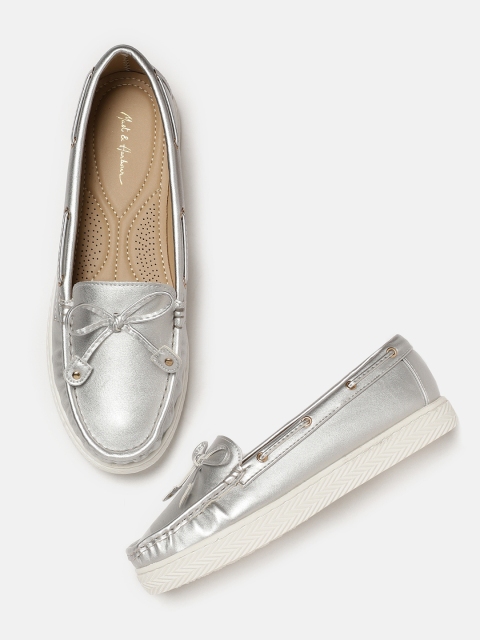 Harbour Women Silver-Toned Boat Shoes 