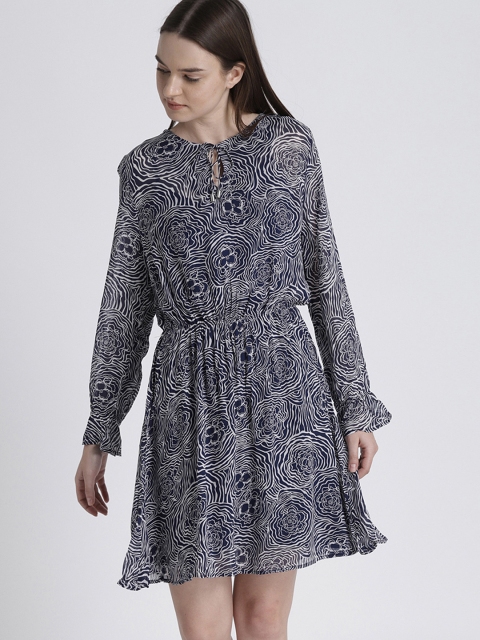 

Chemistry Women Blue & Off-White Printed Fit & Flare Dress