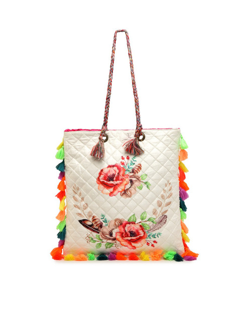 

The House of Tara White & Gold-Toned Printed Tote Bag