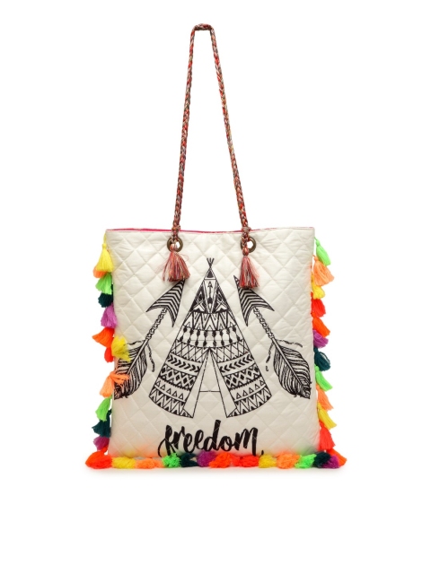 

The House of Tara White & Gold-Toned Printed Tote Bag
