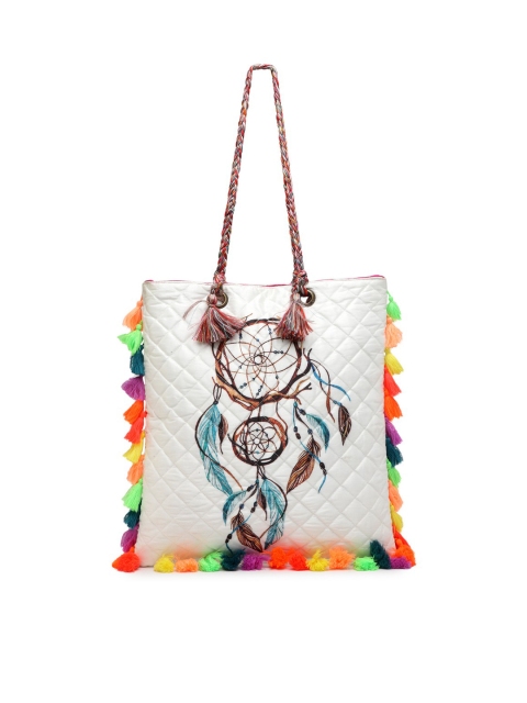 

The House of Tara White & Gold-Toned Printed Tote Bag