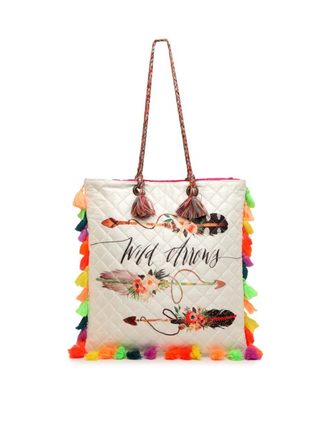

The House of Tara White & Gold-Toned Printed Tote Bag