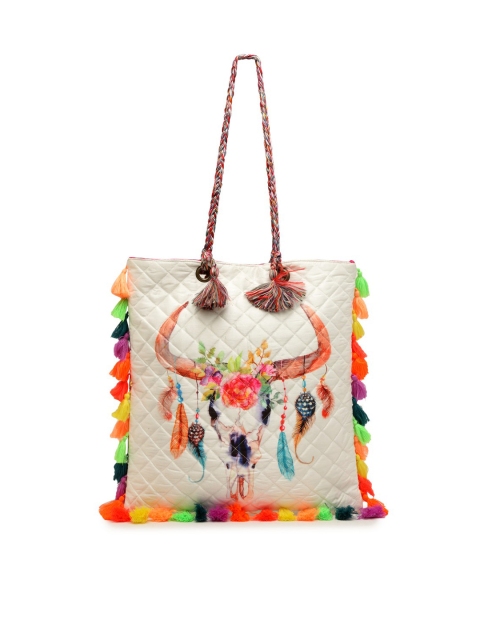 

The House of Tara White & Gold-Toned Printed Tote Bag