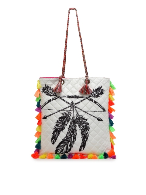 

The House of Tara White & Gold-Toned Printed Tote Bag