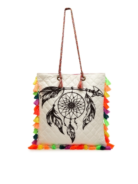 

The House of Tara White & Gold-Toned Printed Tote Bag