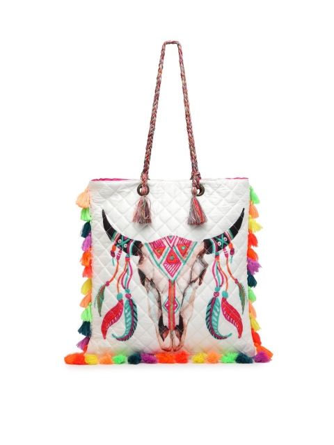

The House of Tara White & Gold-Toned Printed Tote Bag