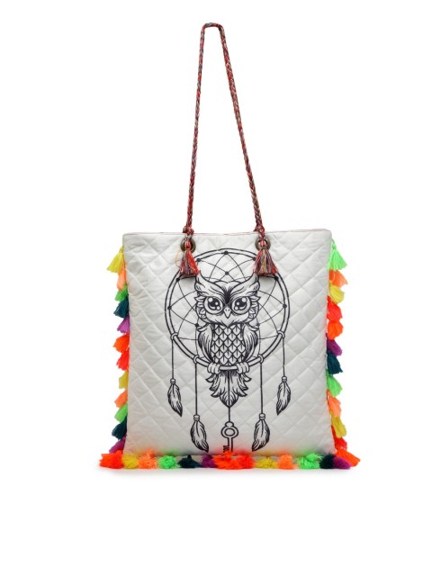 

The House of Tara White & Gold-Toned Printed Tote Bag