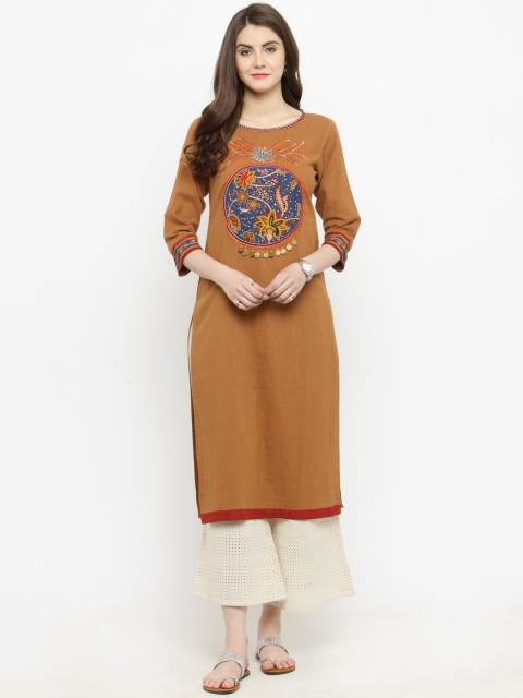 

Varanga Women Brown Solid Straight Kurta