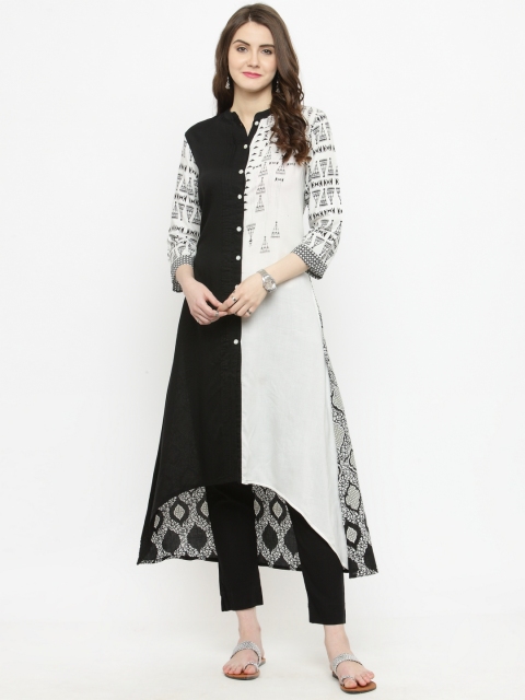 

Varanga Women White Printed A-Line Kurta