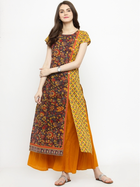 

Varanga Women Mustard & Brown Printed Kurta with Palazzos